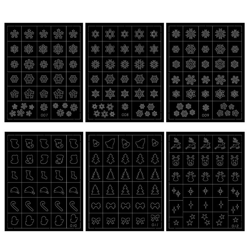 Airbrush Stencil For Nails Winter Snowflake Snow Tree Christmas Decors Hollow Nail Stickers Airbrush French Manicure Tips