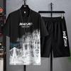 Summer Suits for Men Gradient Tracksuit Short Sleeve Tees Shorts Set Men Sporty Two-piece Man Tshirt Outfit Stylish Clothing Top