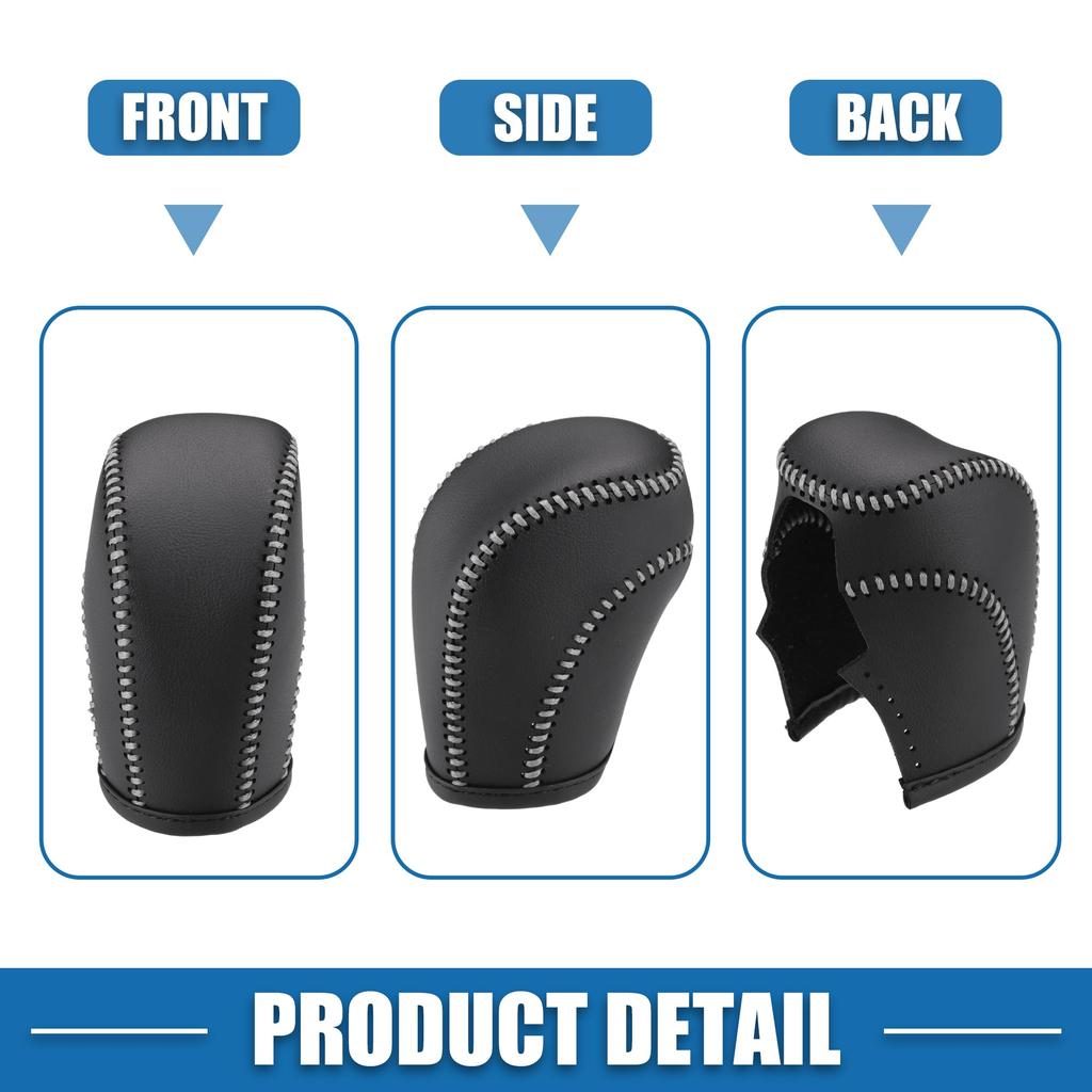A ABSOPRO Gear Shift Lever Cover for Volkswagen Gen 2018-2022 Automotive Interior Gear Shift Knob Trim Black Gray Stitching