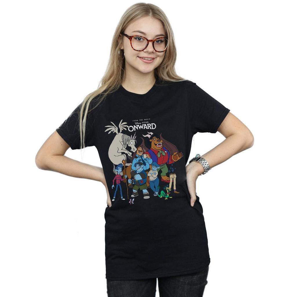 Disney Womens/Ladies Onward Character Collage Cotton Boyfriend T-Shirt