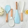 1 шт. Вертикальная деревянная ручка Силиконовые кухонные принадлежности для готовки Антипригарные кастрюли Лопатки для готовки Ложки Кухонные принадлежности