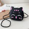 Girls Kawaii Satchel Bag PU Cartoon Cat Mini Shoulder Bag Casual Fashion Coin Purse Compact Kids Cute Sling Pouch Small Bolsa