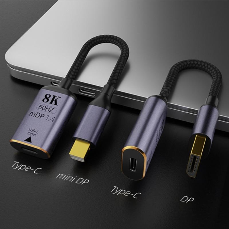 Адаптер-конвертер-хаб USB Type-C 3.1 Female на DP-/mDP 1.4 Male 8K, кабель 18 см/7,1 дюйма