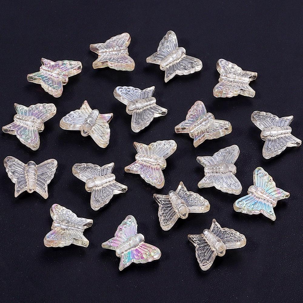50-Pack Acrylic Colored Transparent Butterfly Beads for DIY Phone Chains