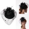 Feather Fascinator Women Fascinator Headband Tea Party Fascinator Derby Hat Cocktail Flower Fascinator Veil Mesh