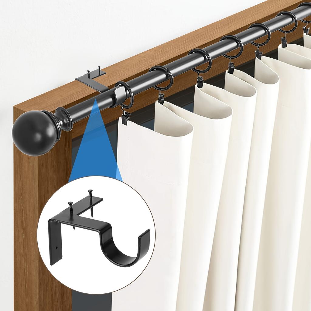 4 шт. Кронштейн для карниза без сверления, Регулируемый держатель для карниза с простой установкой, Сверхпрочная опора для оконной шторы с настенным креплением