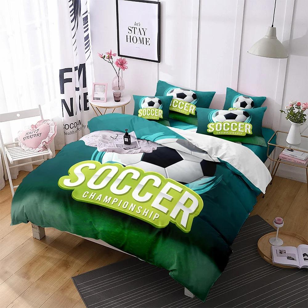 Football Print Bedding Set 1 Duvet Cover, 1/2 Pillowcase Comforter Sets for Adults and Children Are Great Gifts.