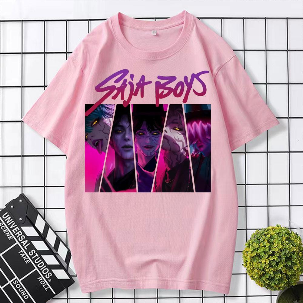 Saja Boys Boy Band Футболка Kpop Вдохновленная фильмом Охотники на демонов Футболка Мужская Женская Одежда Хлопок Короткий рукав Футболка