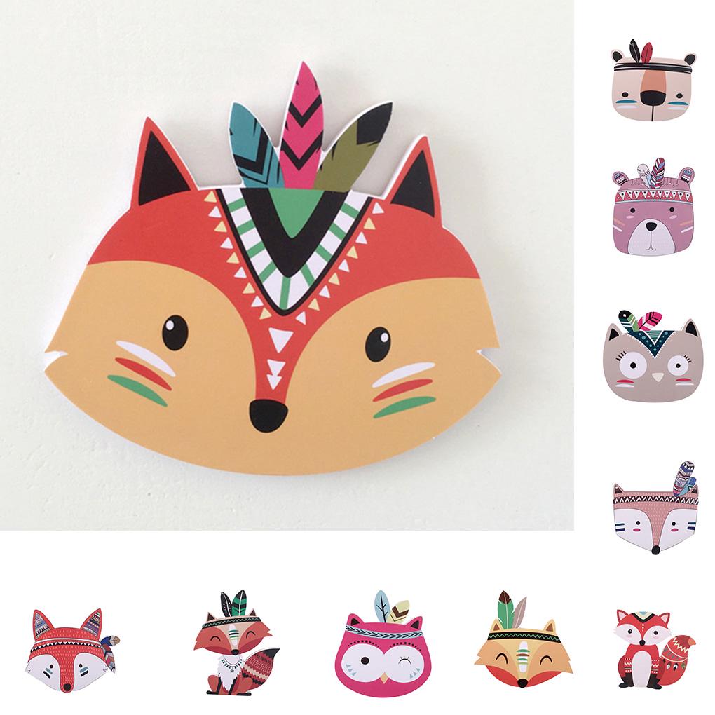 Nordic Style Wood Plastic Ornaments Cartoon Animal Head Wall Decor