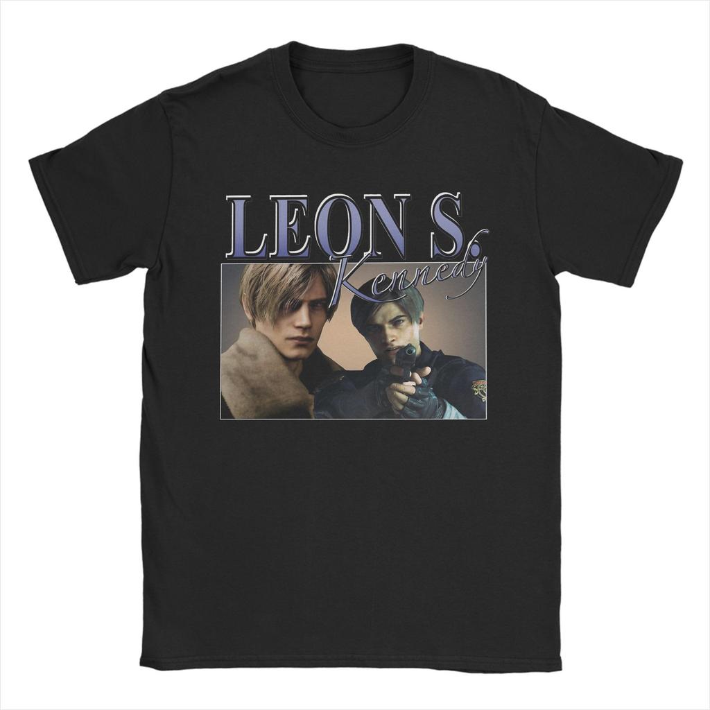 Casual Residents Evils Game T-Shirts for Men Round Neck Cotton T Shirts I Heart Leon Kennedy Short Sleeve Tees Clothing