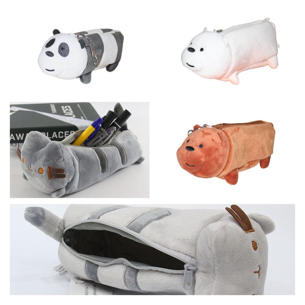 Милый плюшевый пенал в виде кошки большой вместимости для студентов и организации канцелярских принадлежностей