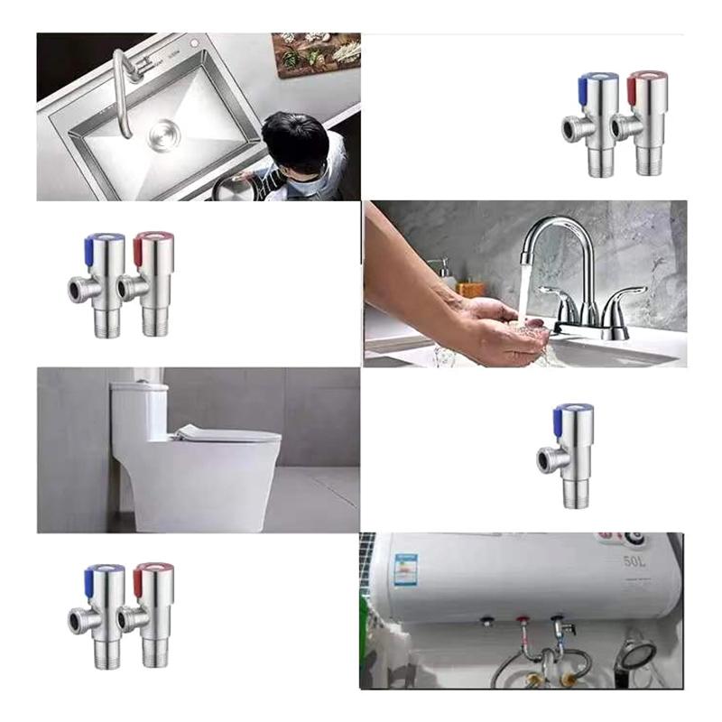 Трехходовой кран Туалетный запорный кран для воды Кран для водонагревателя 201 Нержавеющая сталь Кран для горячей и холодной воды для ванных комнат, кухонь, туалета