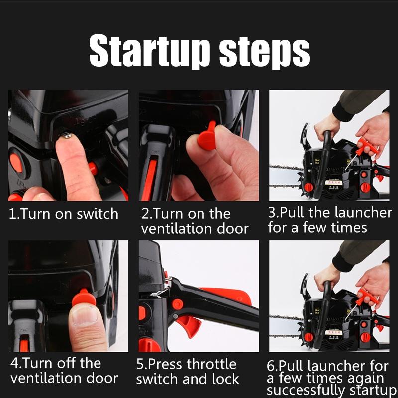 20-дюймовая 5000 Вт Профессиональная бензопила Шина Бензиновая бензопила 62 куб.см Двигатель Двухтактная цепная пила для деревообработки