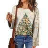 Women's Fashion Long Sleeve Christmas Snowman Snowflake Print Jacket Cardigan