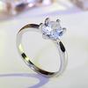 White Copper Hand Jewelry Europe and America Six Claw Ring Luxury One Carat Imitation Diamond Ring for Women