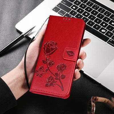 Кожаный чехол-бумажник с цветком розы для Samsung Galaxy S23 Ultra S22 S21 Plus A04S A54 A53 Xiaomi Redmi Note 11 iPhone 14 13 12 Pro Max откидная крышка