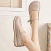 Spring and Summer Women's Chinese Style Mary Jane Flats Wide Toe Shoes Ladies Soft Loafers Split Leather Shallow Shoes Mom Nurse Flats Woman Moccasin