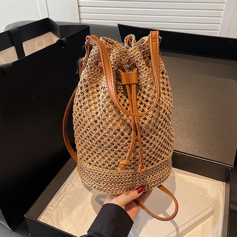 Vintage Summer Women Hand-Woven Rattan Straw Beach Wicker Crossbody Bags Female Handbag Purse Clutch Shopping Bags