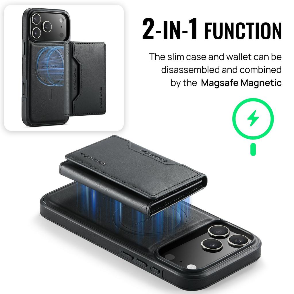 MAGKING K2 Series For iPhone 17 Pro Case Compatible with MagSafe PC+TPU+PU Phone Cover