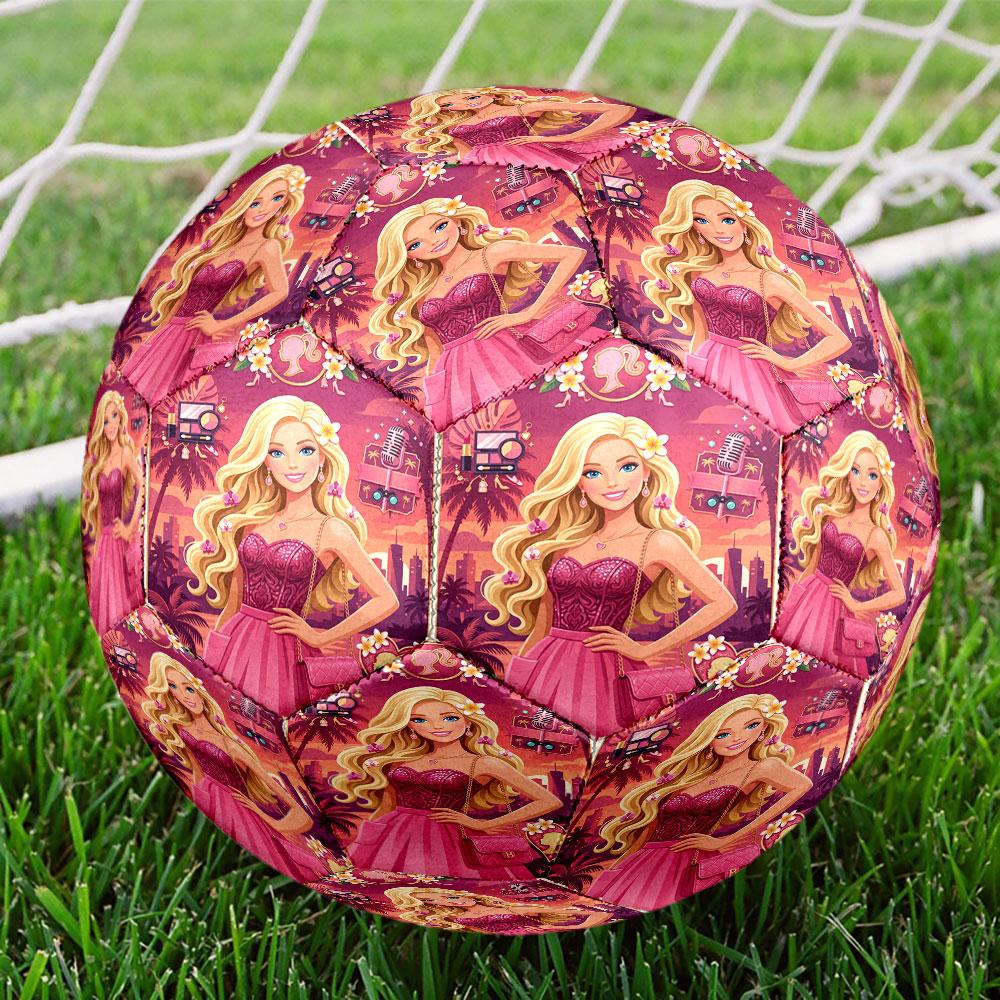 Barbie Print Size 5 Soccer Ball, Standard Match Football for Sports Game and Team Practice, Ideal Gift for Soccer Fans