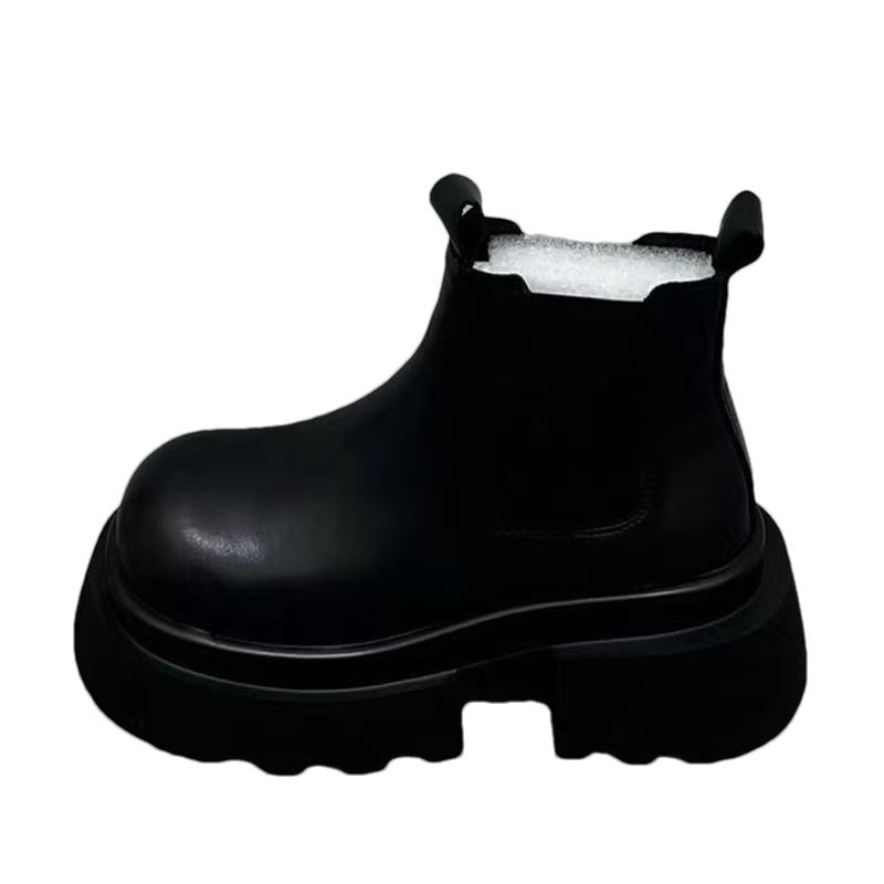 Кожаные женские зимние ботильоны на платформе и среднем каблуке, дизайнерские массивные мотоциклетные ботинки 2024 года, трендовая зимняя мода, Botas Mujer