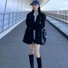 Women Chic Black Blazer Spring Autumn Casual Loose Fit Slim Korean Style Small Size Trendy Jacket