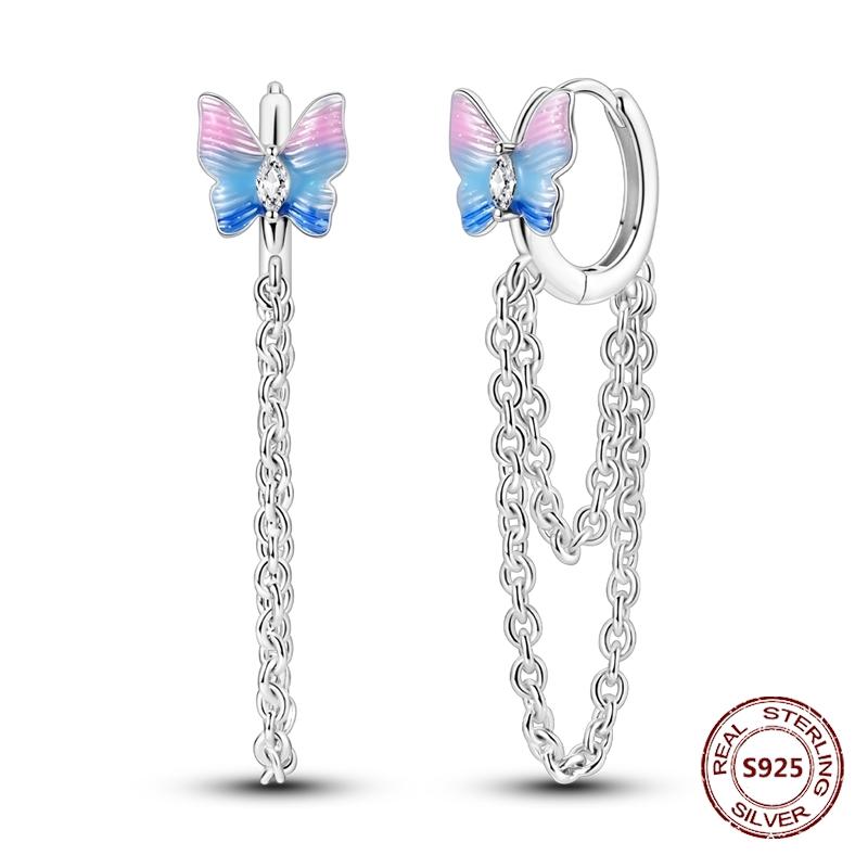 Серьги в виде совы из сияющего голубого циркония, серебряные серьги 925 пробы с дурным глазом для женщин, свадебные, помолвочные, планета, луна, звезда, циркониевые украшения