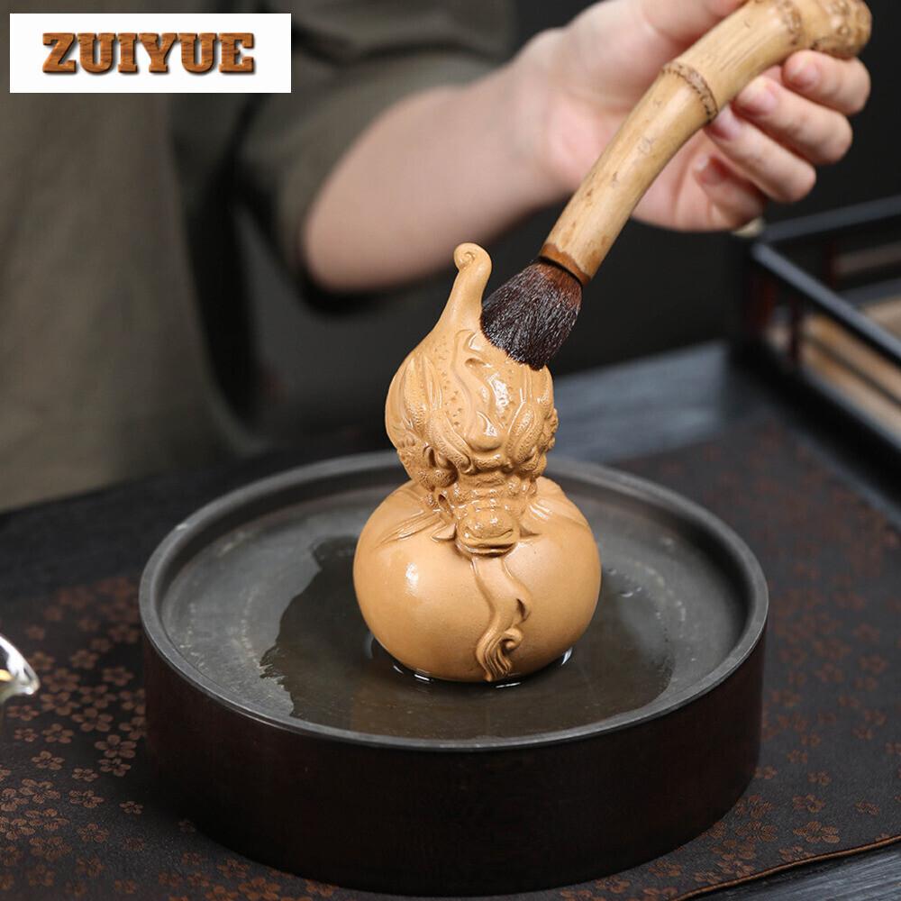 Exquisite Purple Clay Divine Dragon Gourd Tea Pet Handmade Sculpture Crafts Lucky Model Tea Figurine Tea Ceremony Teaware Crafts