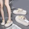 Летние новые полуоблегающие маленькие белые туфли на толстой подошве с большой головкой, студенческие туфли для скейтбординга, повседневные туфли Hollow Muffin