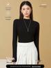 Women's Tencel Wool Acetate High Elastic Stand Collar Slim Fit Long Sleeve Base Layer Top for Autumn/Winter Warmth.