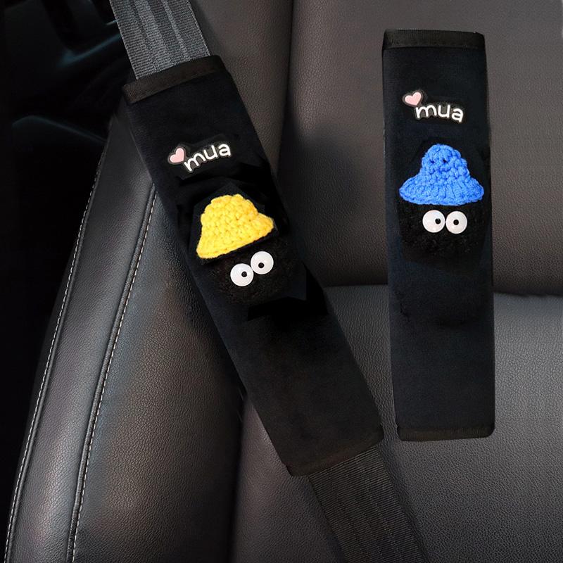 2 шт. стильный бант автомобильный ремень безопасности чехол плечевой ремень жгут подушка мультяшный угольный мяч игрушка автомобильный ремень безопасности плечевая накладка протектор