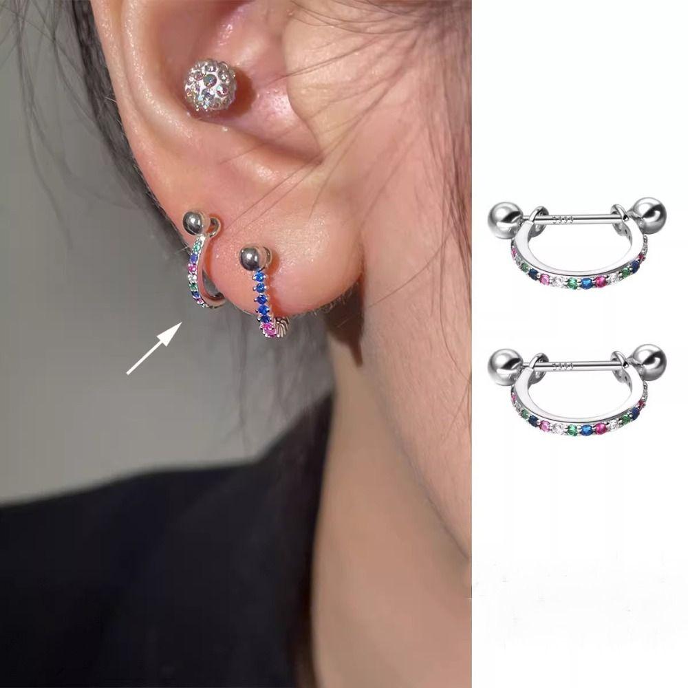 Ювелирные изделия для пирсинга Серьги для пирсинга Серьги серебряного цвета Хрящевая спираль Серьги с винтом Серьги CZ