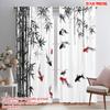 2pcs,2D Plane Printing Curtains&Window Treatment Koi and Bamboo Harmony Versatile Polyester (without Rod) Decorations Inside