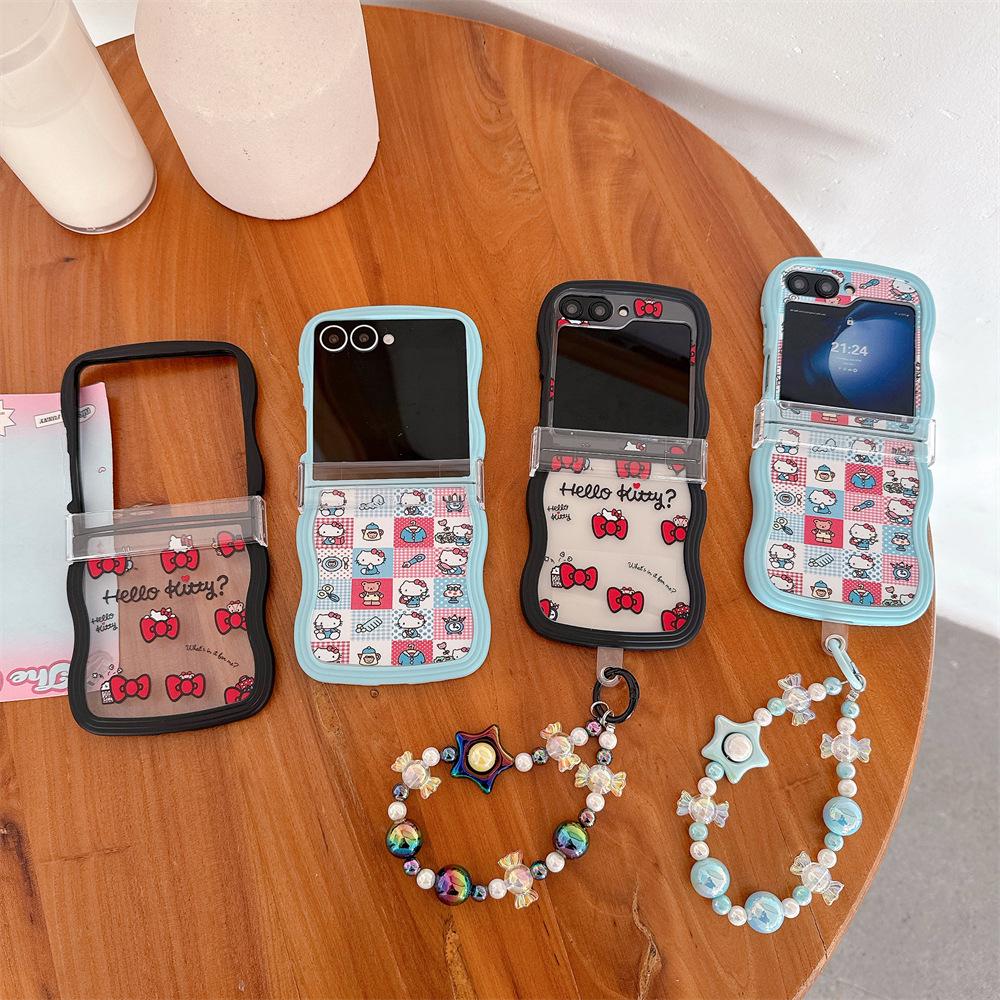 Защитный чехол Hello Kitty для серии Samsung Galaxy Z Flip с ремешком