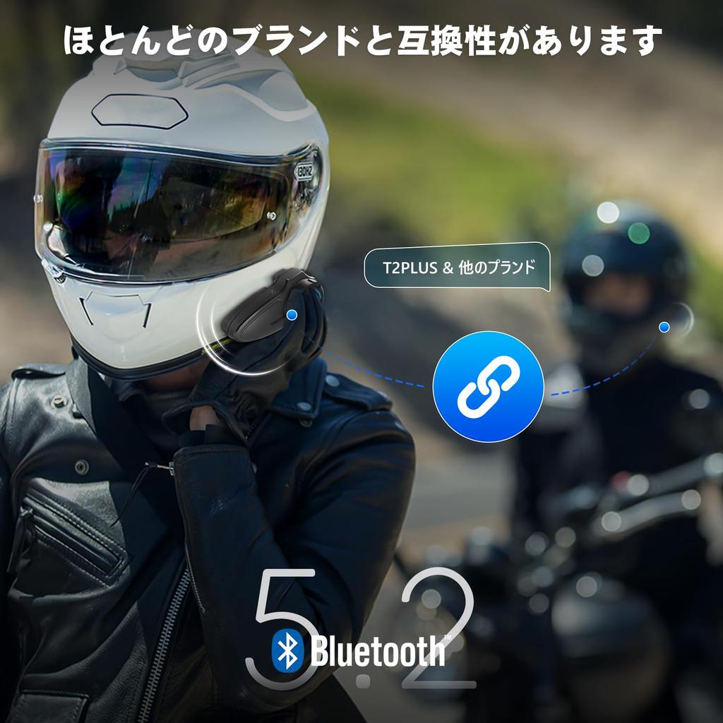 2025 Upgraded TNICER T2PLUS Motorcycle Supports Simultaneous Mesh Bluetooth Supports Music and 1500m Communication Dedicated Music FM Custom Magnetic