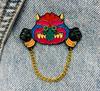 New Enamel Pin Monster With Handcuffs Chain Metal Connector Gift Birthday 1 Piece
