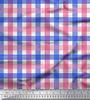 Blue Japan Crepe Satin Fabric Window Pane Check Print Fabric by Metre 42 Inch