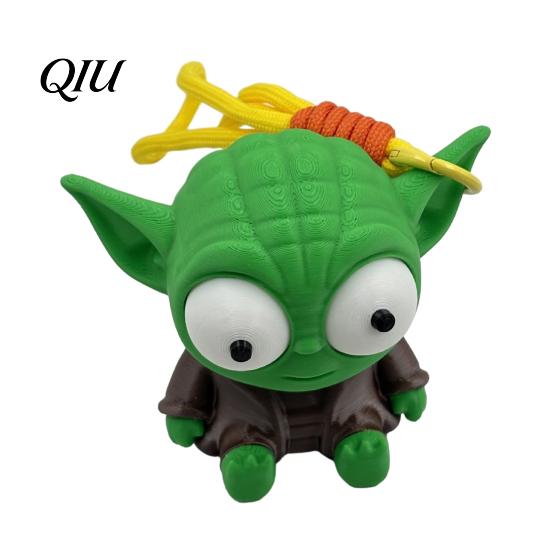 Manual Adjustable Eye Toy 3D Yoda Figurine, Funny Desktop Model Ornament, Interactive Hanging Keychain Ornament Rotatable Eyes Toy, Creative Gift
