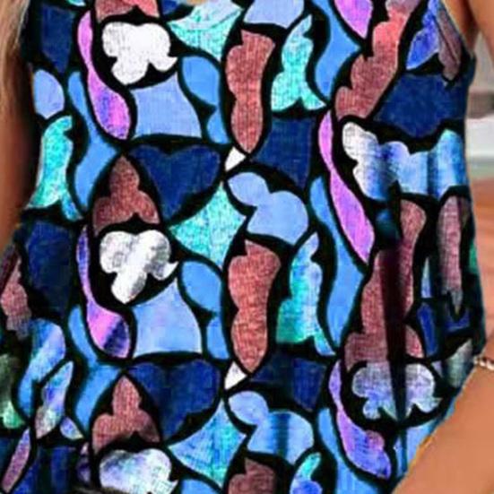 Женский укороченный топ без рукавов с v-образным вырезом и принтом на спагетти, жилет, пляжная одежда