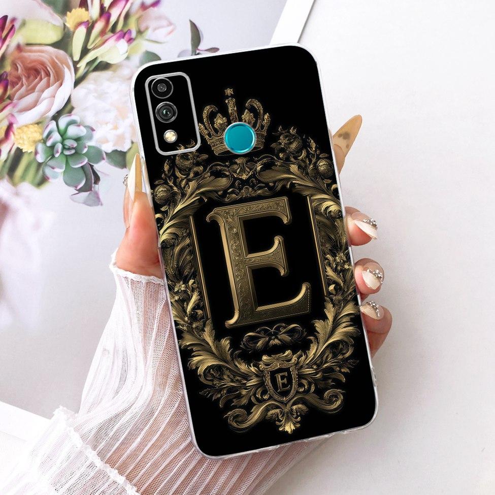 Чехол для Honor 9X Lite Прозрачный Роскошный Буквы от A до Z Модная Корона 2D Рисунок Мягкий Чехол Для Honor JSN-L21 JSN-L22 JSN-L23