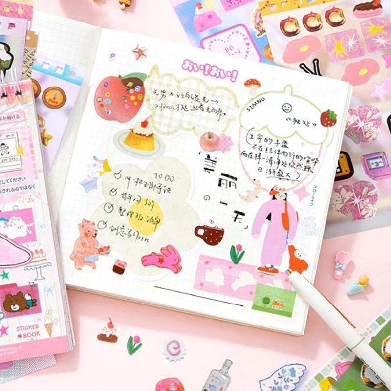 20 Sheets Ins Hand Account Stickers Scrapbooking Kawaii Stationery Cartoon Pet Sticker Book Diy Diary Decoration School Supply