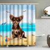 Beach-Themed Shower Curtain: Adorable Chihuahua Print In Multicolor Perfect For Bathroom Decor Easy Installation Quick Dry Fabri