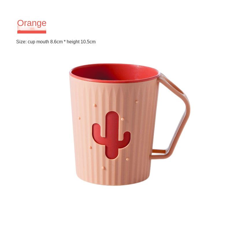 Креативная двухслойная чашка для полоскания рта, утолщенная чашка для полоскания рта из мультяшного кактуса, большая емкость с прорезью для зубной щетки, ручка, чашка для зубной щетки