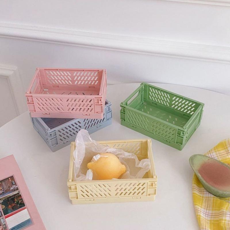 1pc Mini Desktop Plastic Foldable Organizer, Desk Organizer for Stationery, Tape, Multi-Purpose Collapsible Bins - Lightweight
