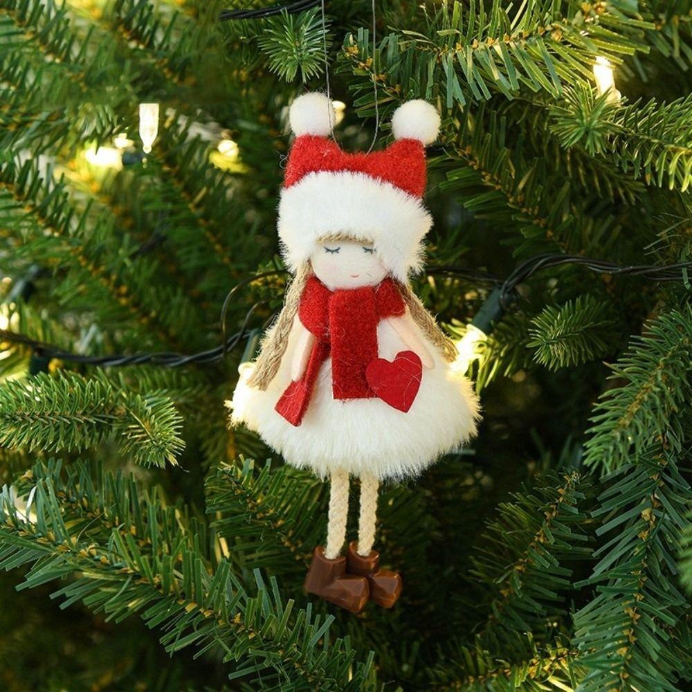 Angel Doll Hanging Plush Ornament Snowman Pattern Christmas Hanging Doll Christmas Tree Decor
