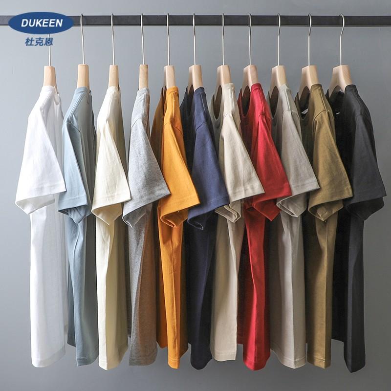 Хлопковый однотонный топ Dukeen Oversize Heavy T-Shirt для мужчин Летняя футболка с коротким рукавом Повседневные футболки One Piece