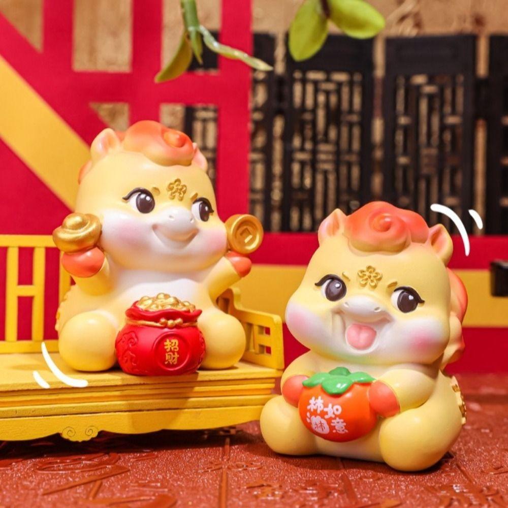 Resin Zodiac Horse Ornament Cartoon Desktop Decoration Traditional Horse Year Mascot Gift