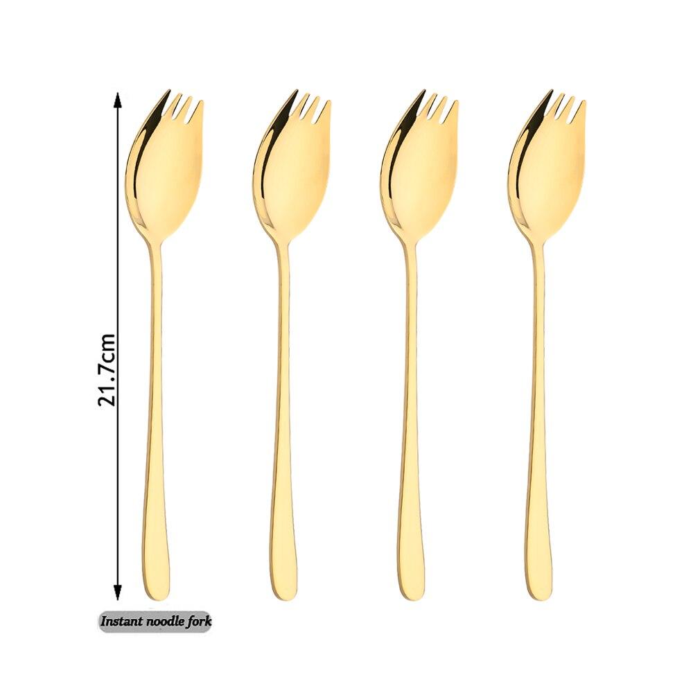 4 шт. вилка, ложка, нержавеющая сталь 304, посуда для западной еды, вилка, ложка, ложка для лапши быстрого приготовления, вилка, лапша, салатные порции