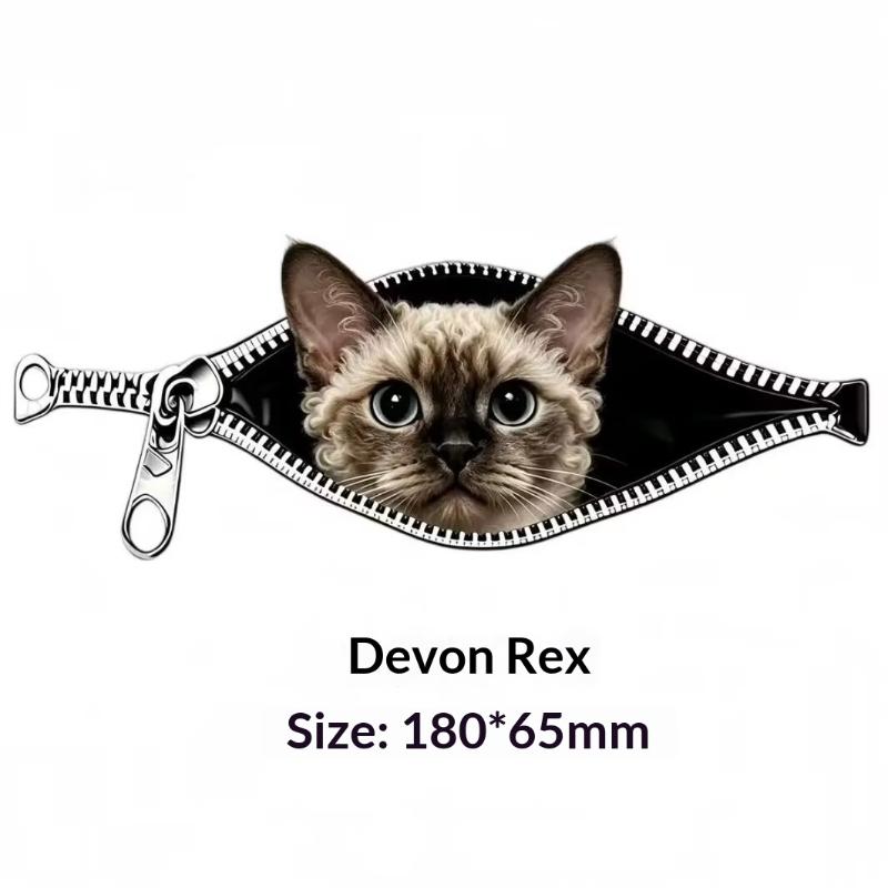 Cat Car Sticker Zipper Cat Puppet Teddy Border Collie Puppy Cute Creative Personality Pet Car Decorative Sticker 1Pc