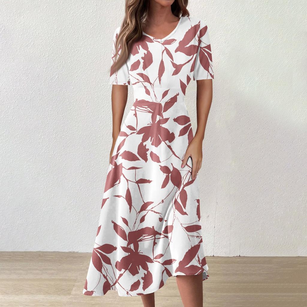 Женское повседневное модное платье-миди без рукавов с цветочным принтом и нерегулярным подолом с круглым вырезом